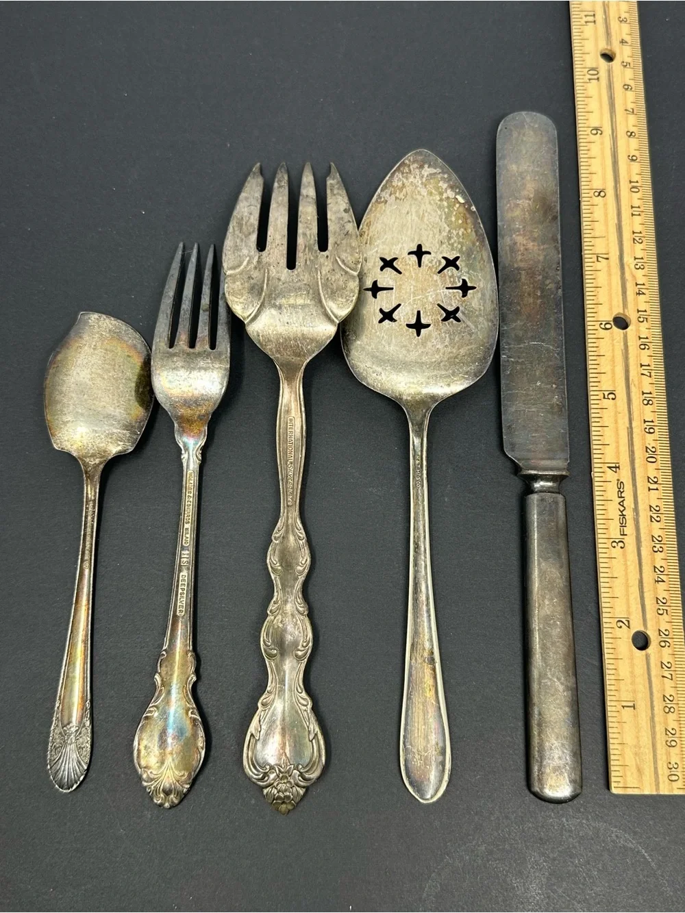 Vintage‎ Silverplate Serving Flatware Lot Of 5 1847 Roger's Bros, Crown, Etc A1